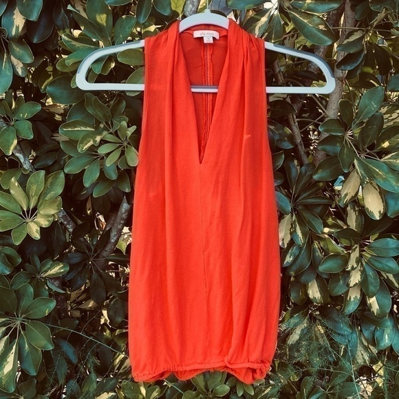 Ella Moss Designer Coral Orange sleeveless Vneck women’s XS top blouse coverup - Picture 1 of 6